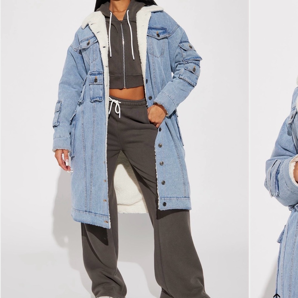 Fashion Nova Blue Jean Jacket with fuzzy Lining